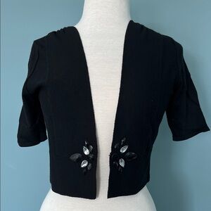 White House Black Market Black Shrug with Embellishments